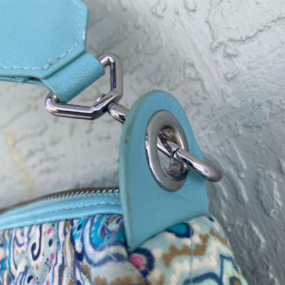 Vera Bradley Paisley Crossbody Bag Blue Turquoise Pink Adjustable Strap - Picture 8 of 14